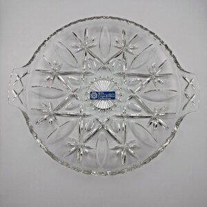 Vintage Anchor Hocking Cross & Olive Glass Platter w/ Handles | Wedding Decor